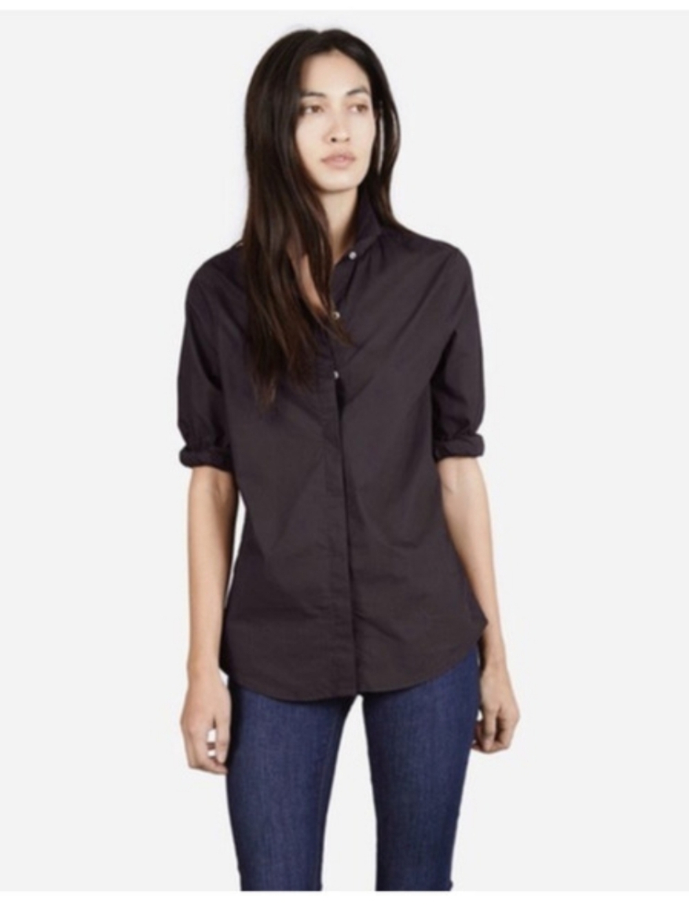 EVERLANE The Poplin Hidden Button Down Cotton Shirt Medium